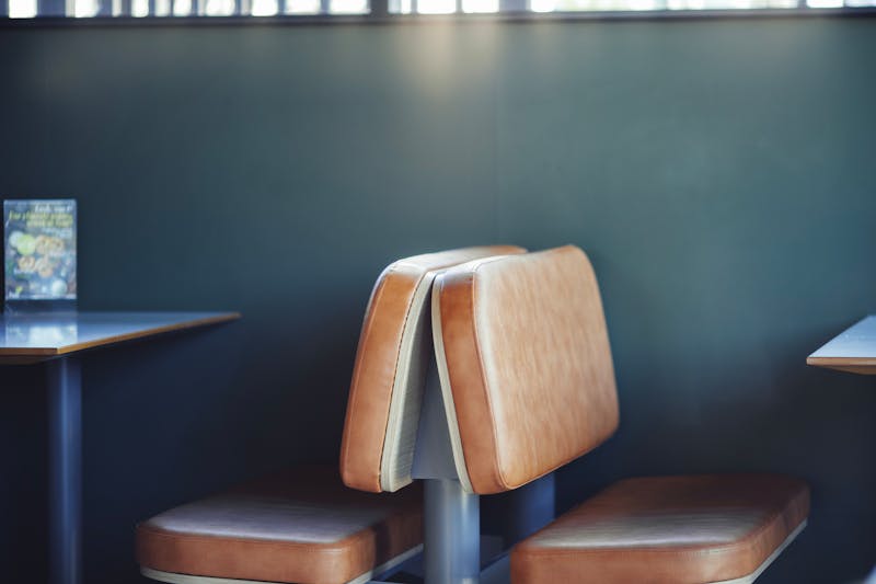 Cozy corner seating inside Cafe Rio dining room
